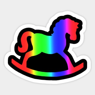 Rainbow Rocking Horse Silhouette Sticker